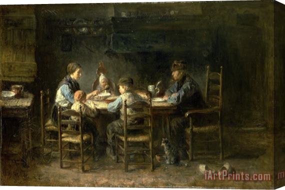 Jozef Israels Peasant Family at The Table Stretched Canvas Print / Canvas Art