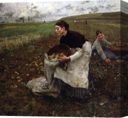 Agincourt The Impossible Victory 25 October 1415 Canvas Prints - October Gathering Potatoes by Jules Bastien Lepage