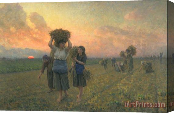 Jules Breton The Last Gleanings Stretched Canvas Print / Canvas Art
