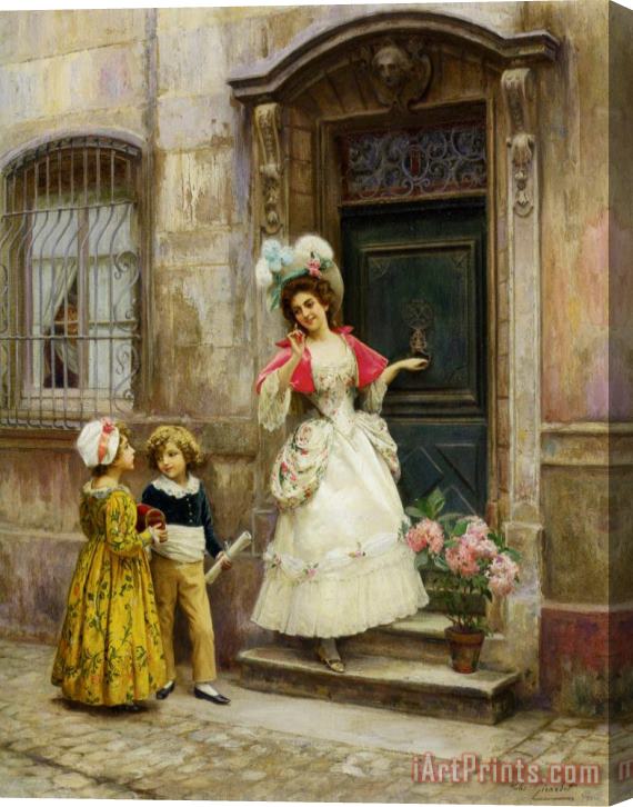 Jules Girardet Grandmothers Birthday Stretched Canvas Painting / Canvas Art