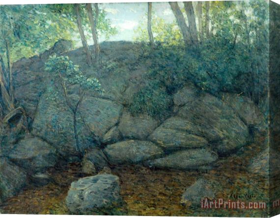 Julian Alden Weir Woodland Rocks Stretched Canvas Painting / Canvas Art