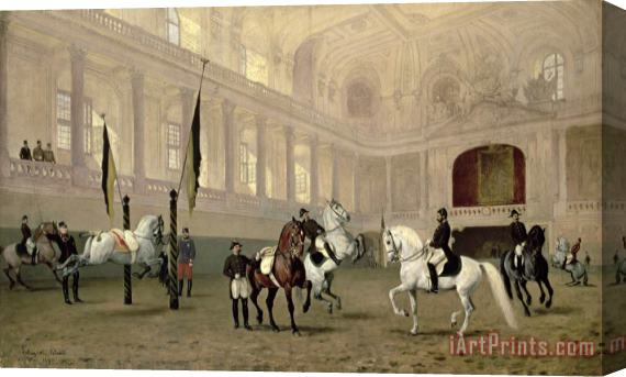 Julius von Blaas Morning Exercise in the Hofreitschule Stretched Canvas Print / Canvas Art