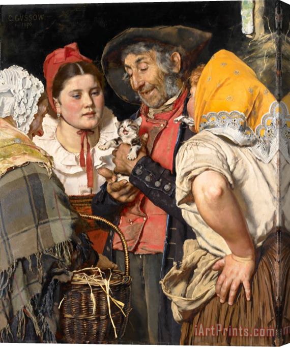 Karl Gussow Old Man's Treasure (das Katzchen) Stretched Canvas Painting / Canvas Art
