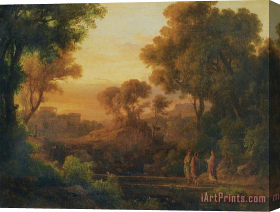 Karoly, The Elder Marko Christ with Two Disciples in a Classical Landscape Stretched Canvas Painting / Canvas Art