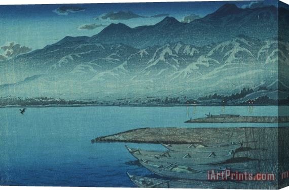 Kawase Hasui Moonlight on Lake Kamo (getsu Meiro Kamo Ko), From The Series Souvenirs of Travels, Second Series (tabi Miyage, Dai Ni Shu) Stretched Canvas Print / Canvas Art