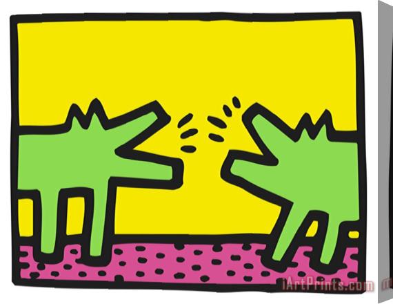 Keith Haring Pop Shop Dogs Stretched Canvas Print / Canvas Art
