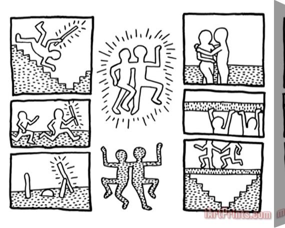 Keith Haring The Blueprint Drawings 1990 Stretched Canvas Painting / Canvas Art
