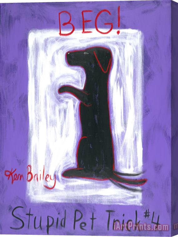 Ken Bailey Stupid Pet Trick 4 Beg Stretched Canvas Print / Canvas Art