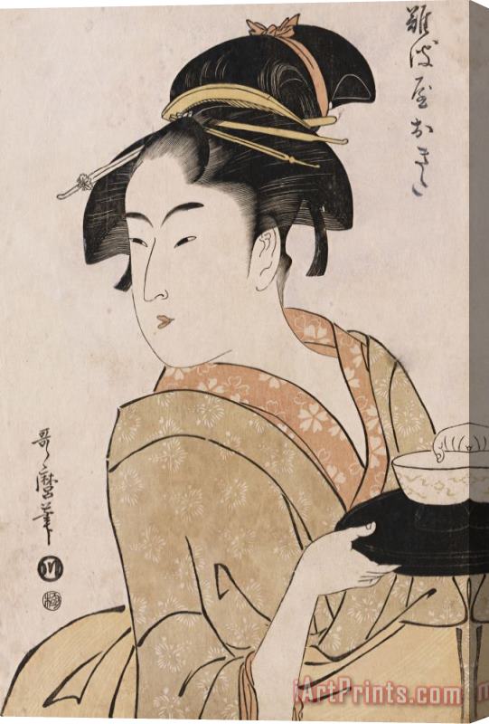 Kitagawa Utamaro A Bust Portrait Of The Waitress Okita Of The Naniwaya Teahouse Stretched Canvas Painting / Canvas Art