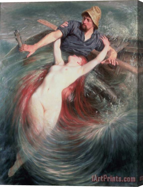 Knut Ekvall The Fisherman and the Siren Stretched Canvas Print / Canvas Art