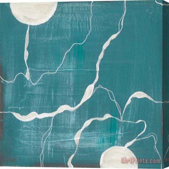 Laura Gunn Poppy Outline on Turquoise III Stretched Canvas Print / Canvas Art