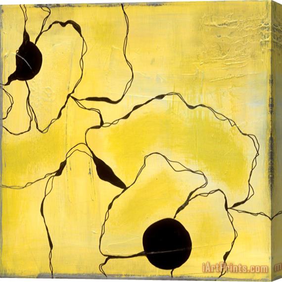 Laura Gunn Poppy Outline on Yellow I Stretched Canvas Print / Canvas Art