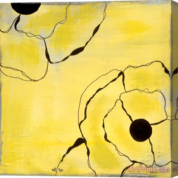 Laura Gunn Poppy Outline on Yellow II Stretched Canvas Print / Canvas Art