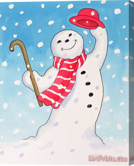 Lavinia Hamer Dancing Snowman Stretched Canvas Print / Canvas Art