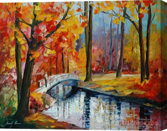 Leonid Afremov Autumn Stream Stretched Canvas Painting / Canvas Art