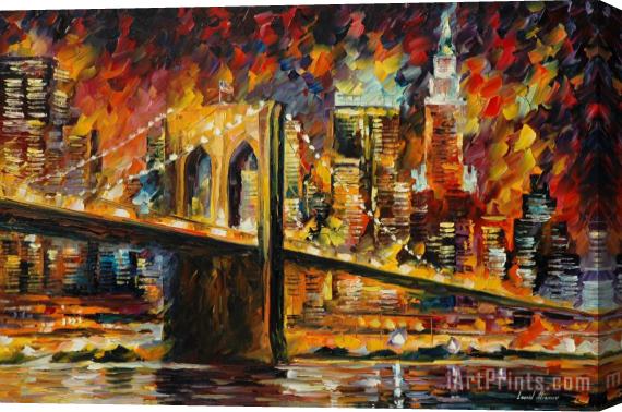 Leonid Afremov Brooklyn Bridge Stretched Canvas Print / Canvas Art