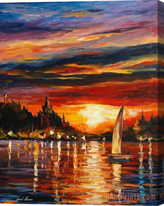 Leonid Afremov Castle By The Sea Stretched Canvas Painting / Canvas Art