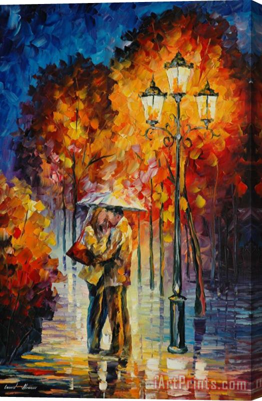 Leonid Afremov Kiss Under The Rain Stretched Canvas Painting / Canvas Art