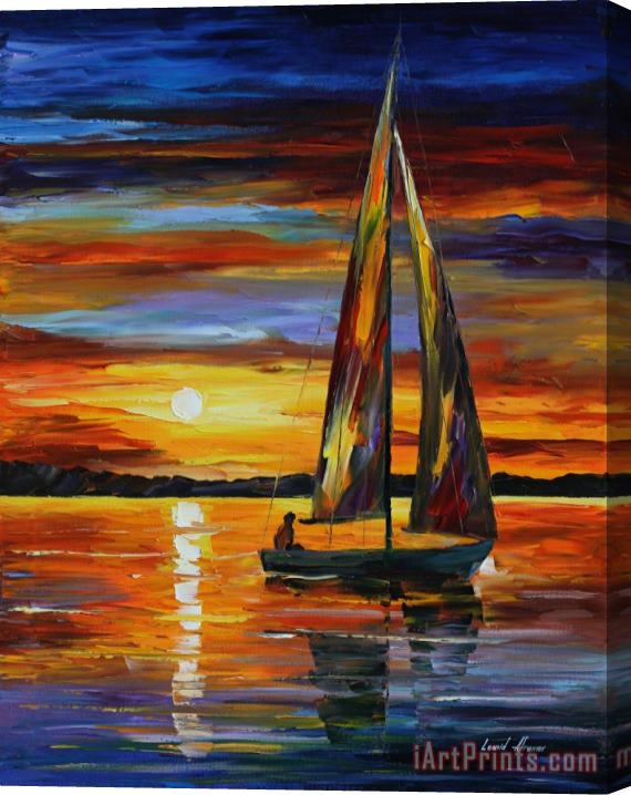 Leonid Afremov Sailing By The Shore Stretched Canvas Print / Canvas Art