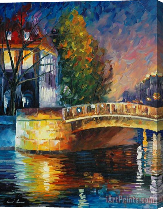 Leonid Afremov Sleepy Bridge Stretched Canvas Print / Canvas Art