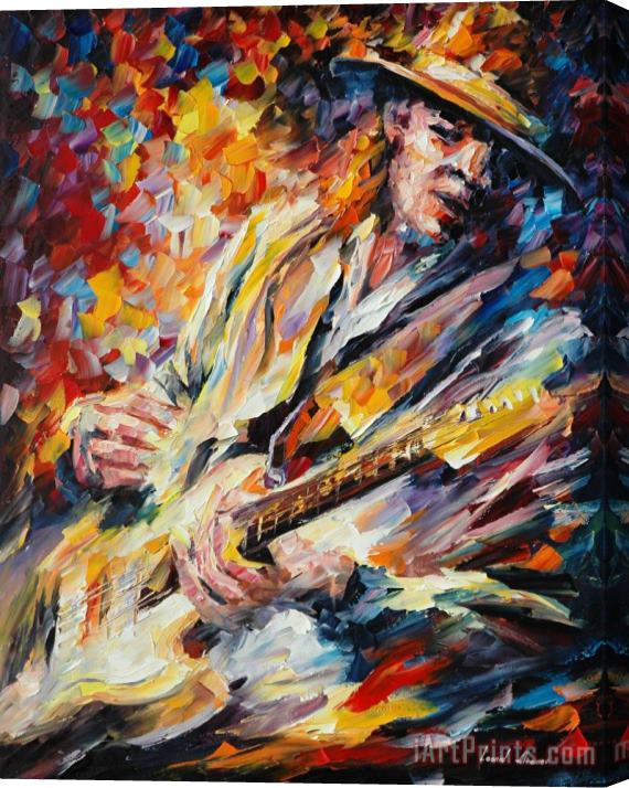Leonid Afremov Stevie Ray Vaughan Stretched Canvas Print / Canvas Art