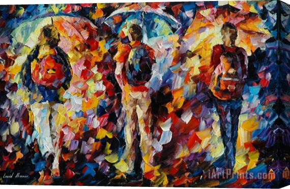 Leonid Afremov Three Umbrellas Stretched Canvas Painting / Canvas Art