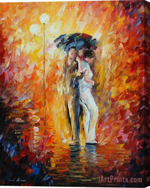 Leonid Afremov Under One Umbrella Stretched Canvas Print / Canvas Art