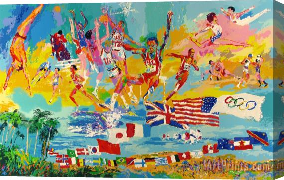 Leroy Neiman American Gold Stretched Canvas Print / Canvas Art