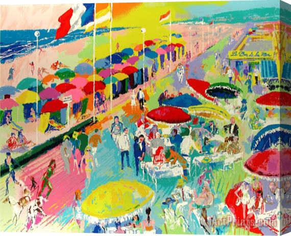 Leroy Neiman La Plage a Deauville Stretched Canvas Print / Canvas Art
