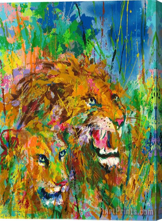 Leroy Neiman Lions Stretched Canvas Print / Canvas Art
