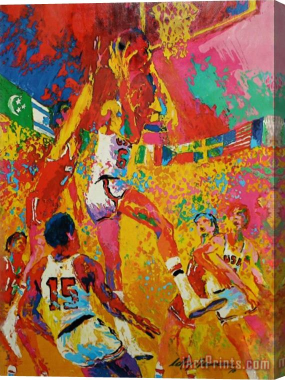 Leroy Neiman Olympic Basketball Stretched Canvas Print / Canvas Art