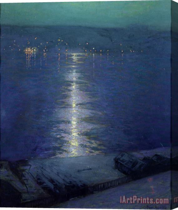 Lowell Birge Harrison Moonlight on the River Stretched Canvas Print / Canvas Art