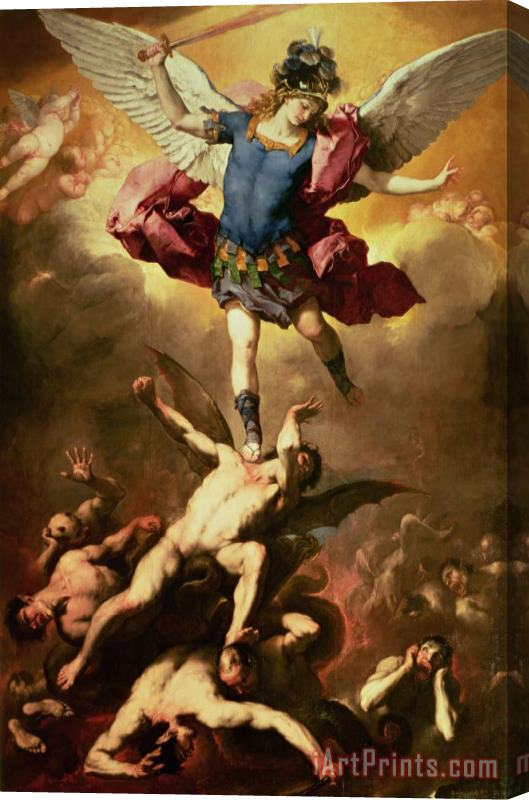 Luca Giordano Archangel Michael overthrows the rebel angel Stretched Canvas Painting / Canvas Art