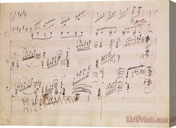 Ludwig van Beethoven Score sheet of Moonlight Sonata Stretched Canvas Painting / Canvas Art