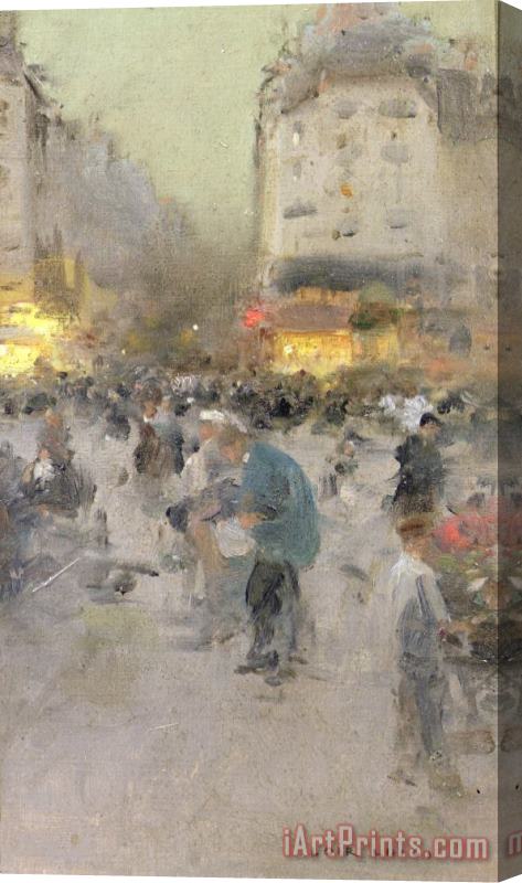  Luigi Loir A Paris Street Scene Stretched Canvas Print / Canvas Art
