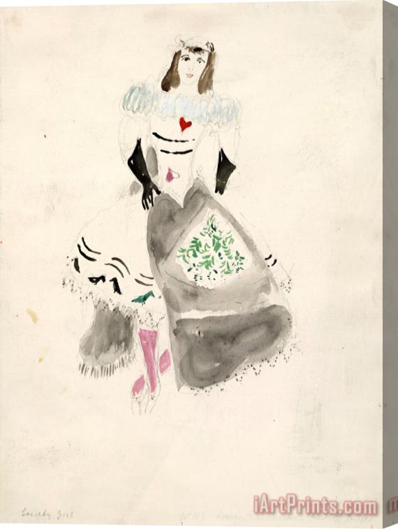 Marc Chagall A Society Lady, Costume Design for Aleko (scene Iv). (1942) Stretched Canvas Print / Canvas Art