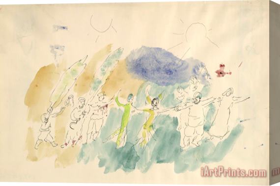 Marc Chagall Dance of Butterfly And Pan. Sketch for The Choreographer for Scene III of The Ballet Aleko. (1942) Stretched Canvas Painting / Canvas Art