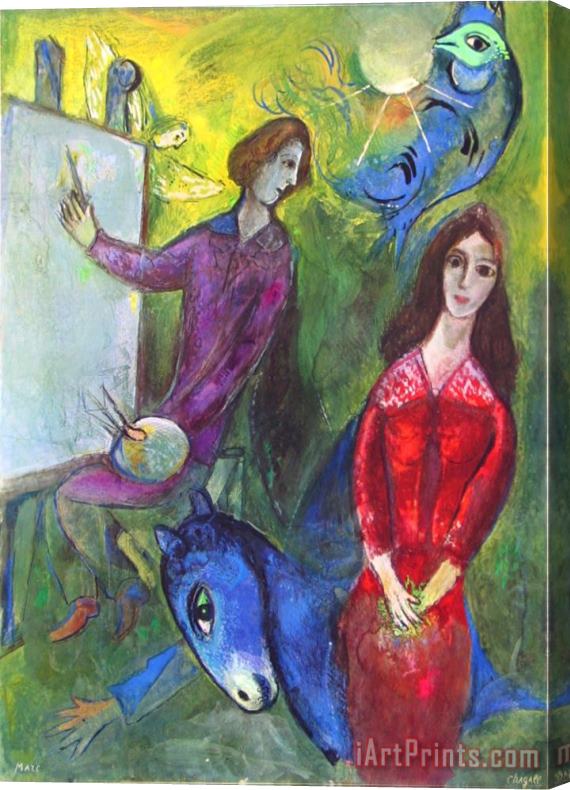 Marc Chagall The Artist And His Model Stretched Canvas Print / Canvas Art
