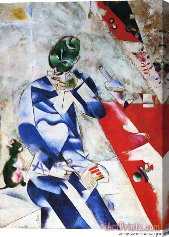 Marc Chagall The Poet Or Half Past Three 1912 Stretched Canvas Print / Canvas Art
