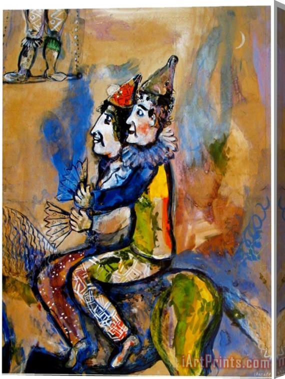 Marc Chagall Two Clowns on a Horse Back Stretched Canvas Print / Canvas Art