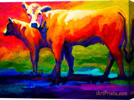 Marion Rose Golden Beauty - Cow and Calf Stretched Canvas Painting / Canvas Art