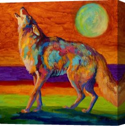 Moon of The Barbarians Luna Der Barbaren Canvas Prints - Moon Talk - Coyote by Marion Rose