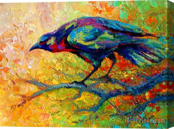 Marion Rose Tree Talk - Crow Stretched Canvas Painting / Canvas Art