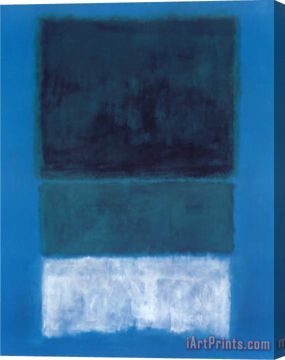 Mark Rothko No 14 White And Greens in Blue Stretched Canvas Print / Canvas Art