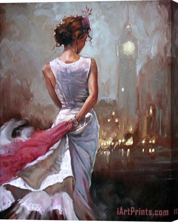 Mark Spain Lady in London Stretched Canvas Painting / Canvas Art