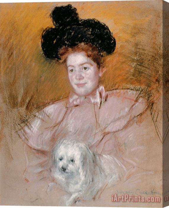 Mary Cassatt Woman Holding a Dog Stretched Canvas Print / Canvas Art