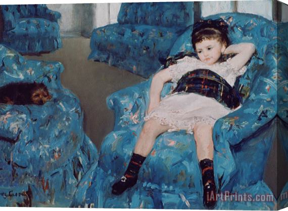 Mary Stevenson Cassatt Little Girl in a Blue Armchair Stretched Canvas Painting / Canvas Art