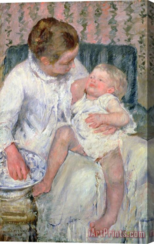 Mary Stevenson Cassatt Mother About To Wash Her Sleepy Child Stretched Canvas Print / Canvas Art