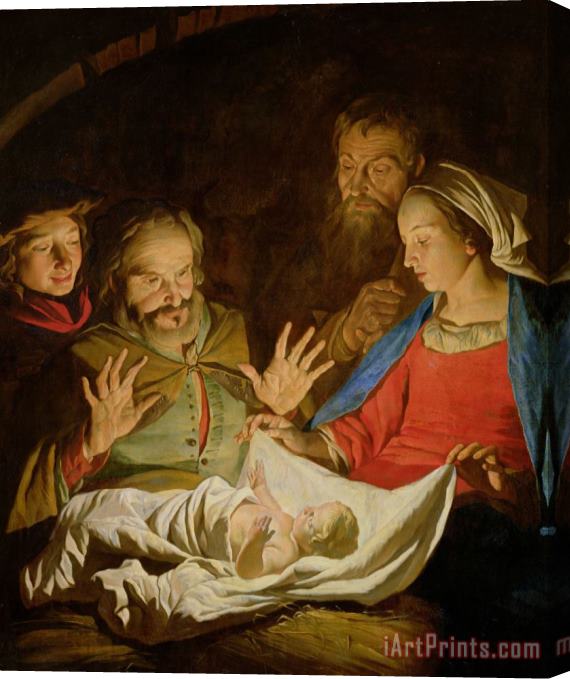 Matthias Stomer The Adoration of the Shepherds Stretched Canvas Print / Canvas Art