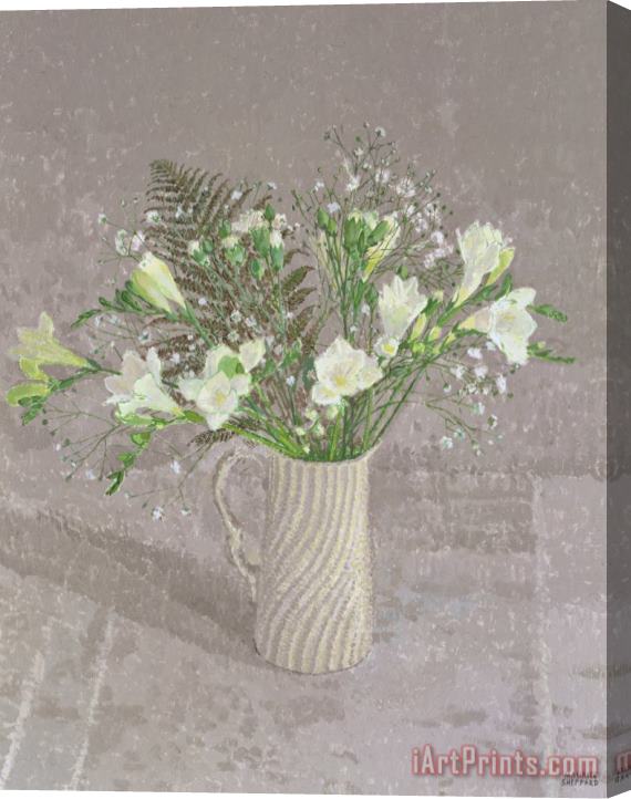 Maurice Sheppard Still Life With Freesias White Carnation And A Fern Stretched Canvas Painting / Canvas Art